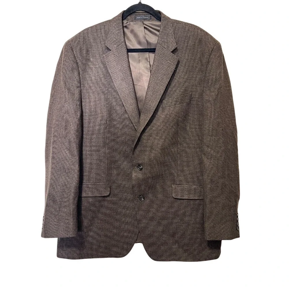 Chaps Brown Plaid Blazer Mens Wool Sport Coat Two‎ Button Jacket Size 48L